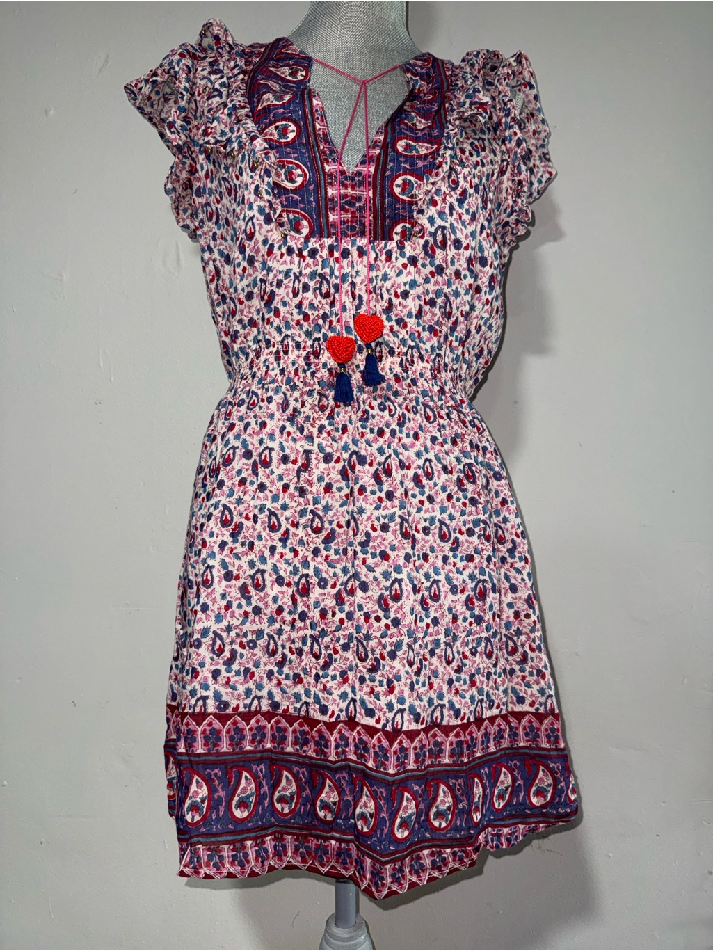Bell By Alicia Bell "Bunny & Babe" Meadow Mini Navy Red Paisley Dress
